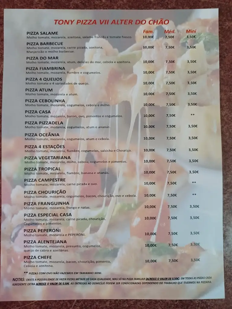 Menu_Restaurante Tony Pizza_Alter do Chão_immagine_1