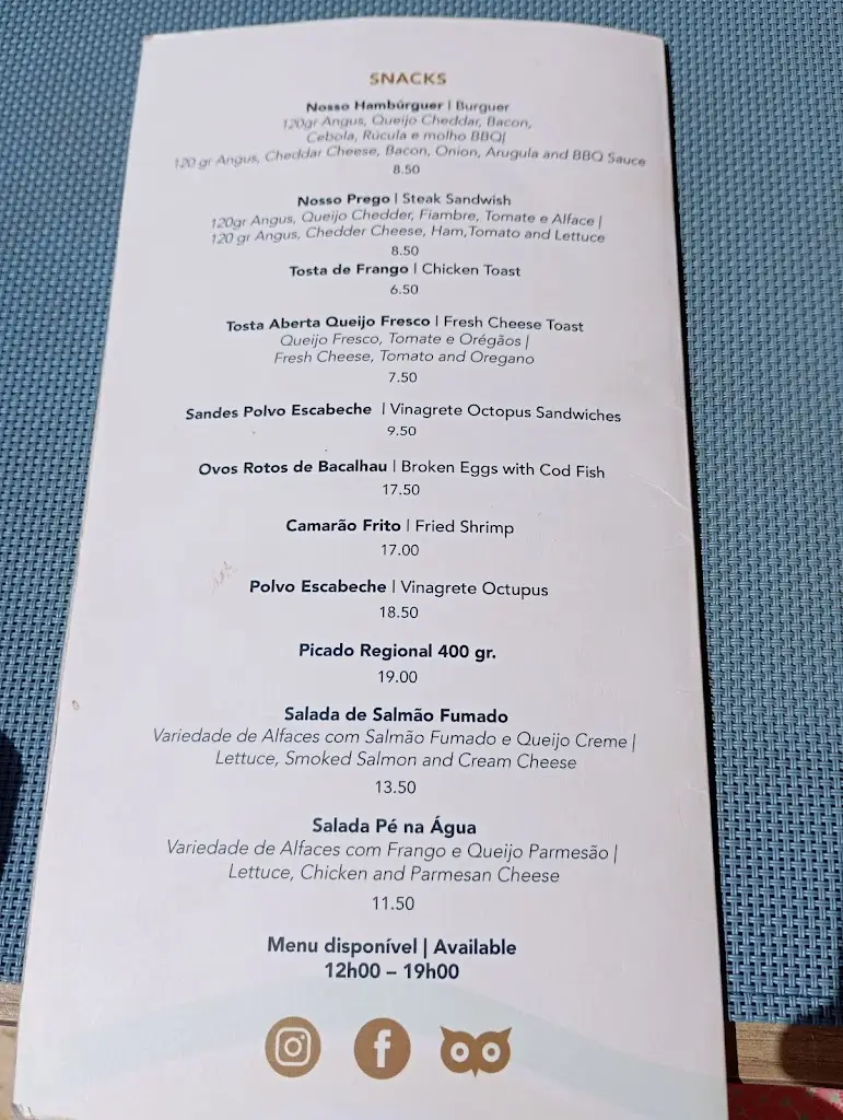 Menu_Pé na Água Restaurante & Beach Bar_Porto Santo_immagine_2