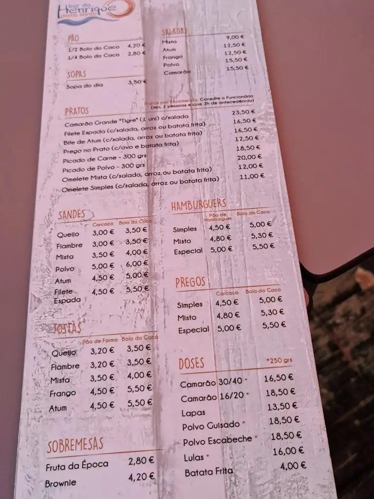 Menu_Bar do Henrique_Porto Santo_immagine_1