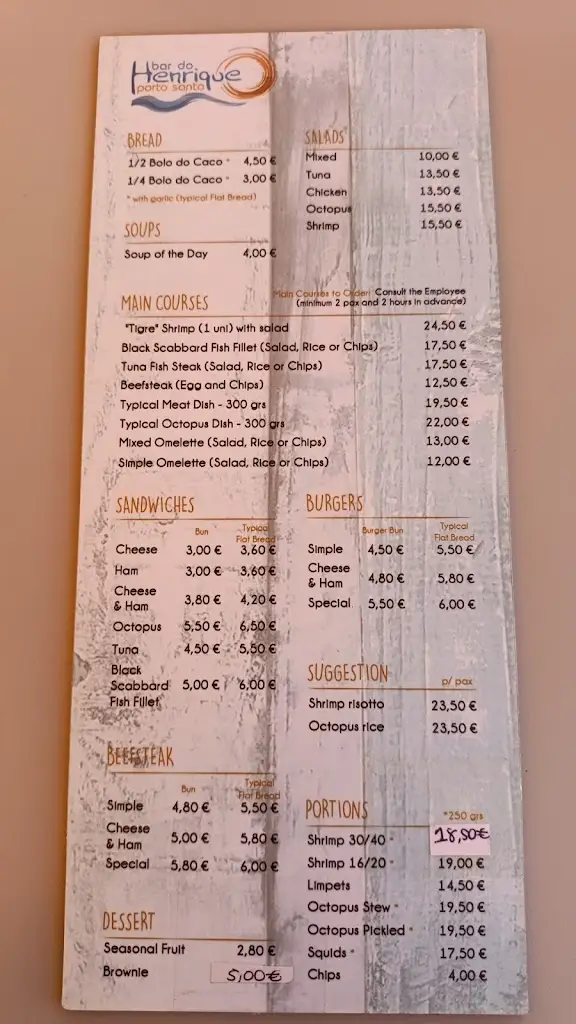 Menu_Bar do Henrique_Porto Santo_immagine_2