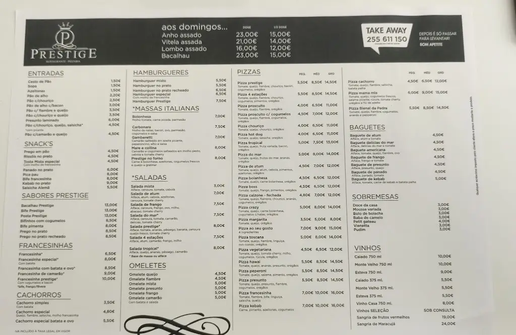 Menu_Prestige Pizaria Restaurante_Alpendurada_immagine_1