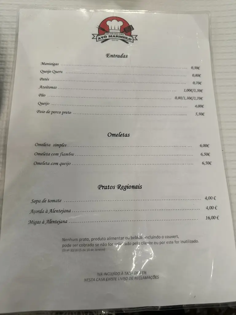 Menu_Restaurante Churrasqueira Avô Marmelo_Portalegre_imagen_1