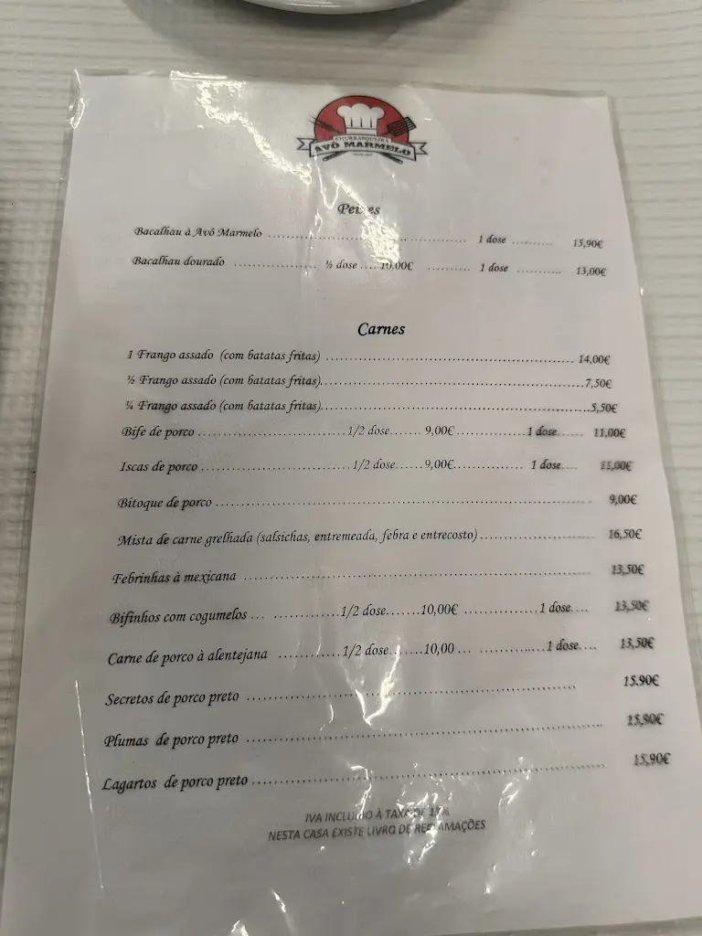 Menu_Restaurante Churrasqueira Avô Marmelo_Portalegre_imagen_2