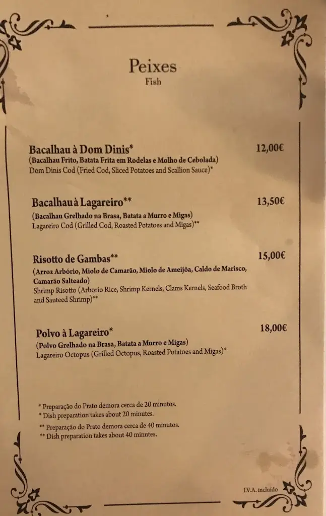 Menu_Restaurante Dom Dinis_Milheirós de Poiares_immagine_1