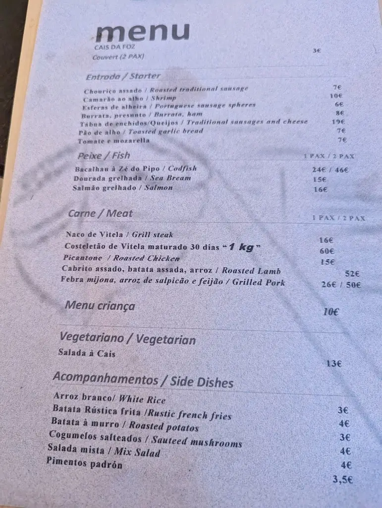 Menu_Cais da Foz_Foz do Douro_immagine_2