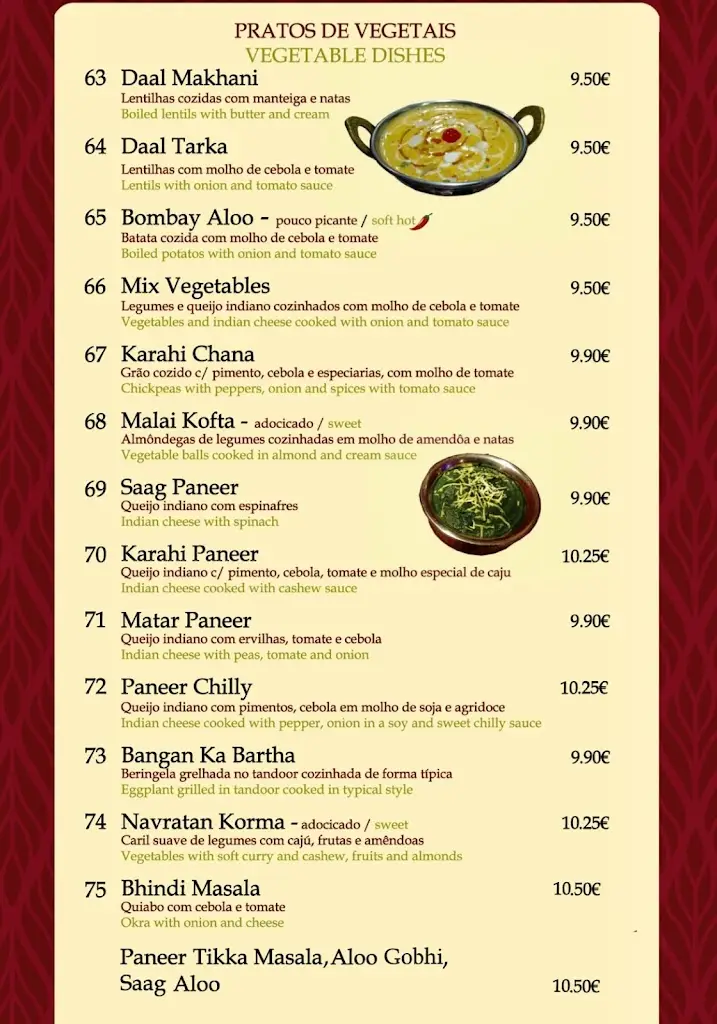 Menu_Raj Darbar Indian Restaurant_Castelões de Cepeda_immagine_1