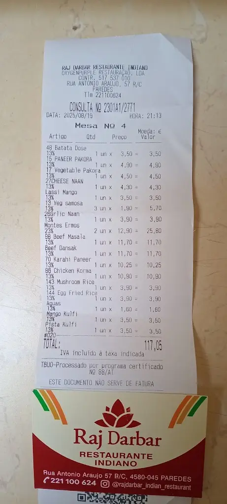 Mauro Fly_Raj Darbar Indian Restaurant_Castelões de Cepeda_recensione