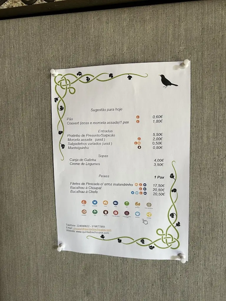 Menu_Quinta dos Choupos - Choupal dos Melros_Fânzeres_immagine_1