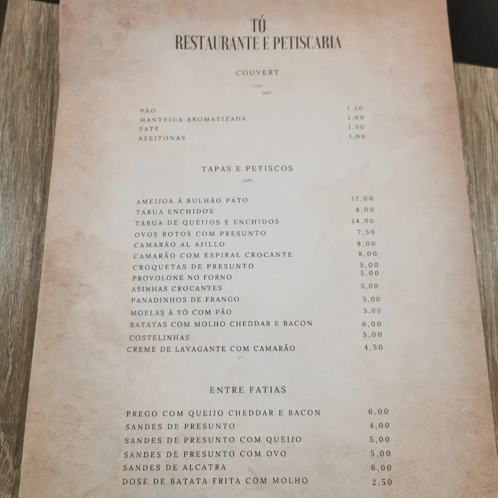 Menu_Tó restaurante petiscaria_Freamunde_immagine_3