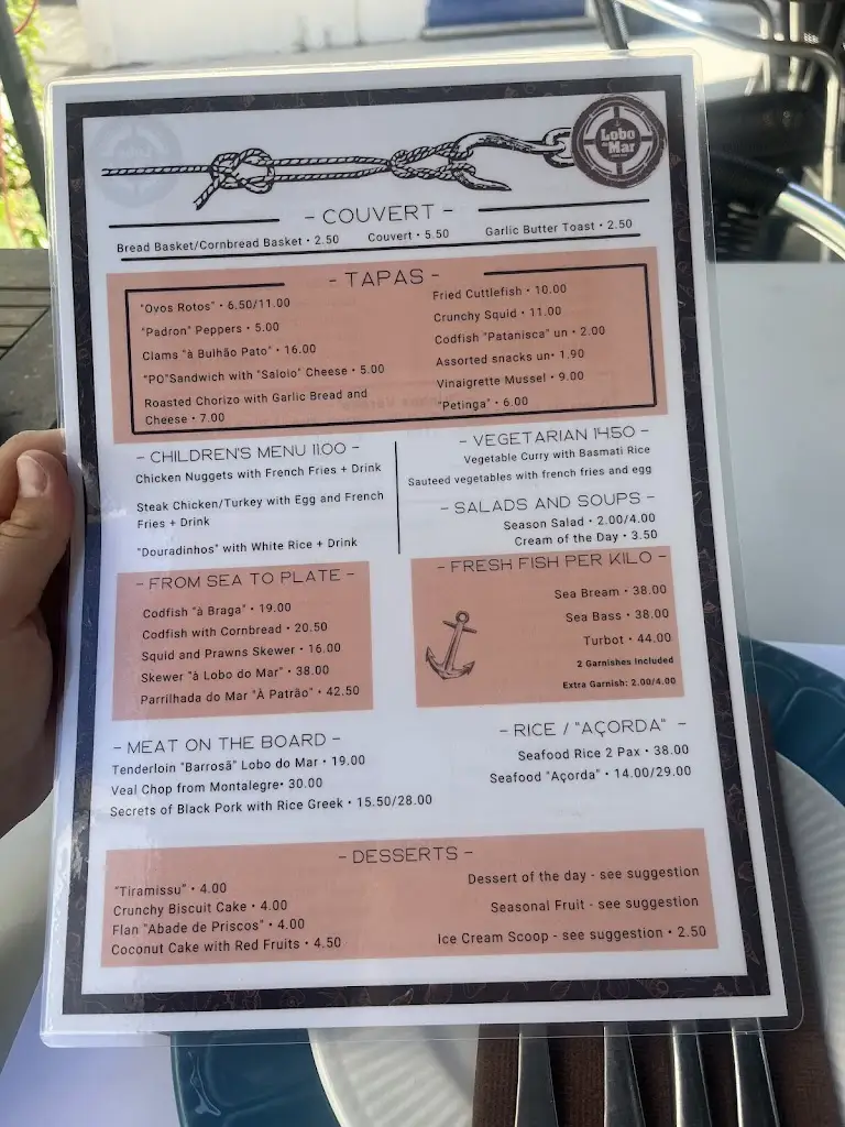 Menu_Restaurante Lobo do Mar 1894_Lavra_immagine_1