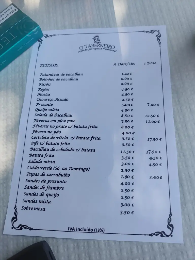 Menu_O Taberneiro | Casa de Petiscos_Foz do Sousa_immagine_2