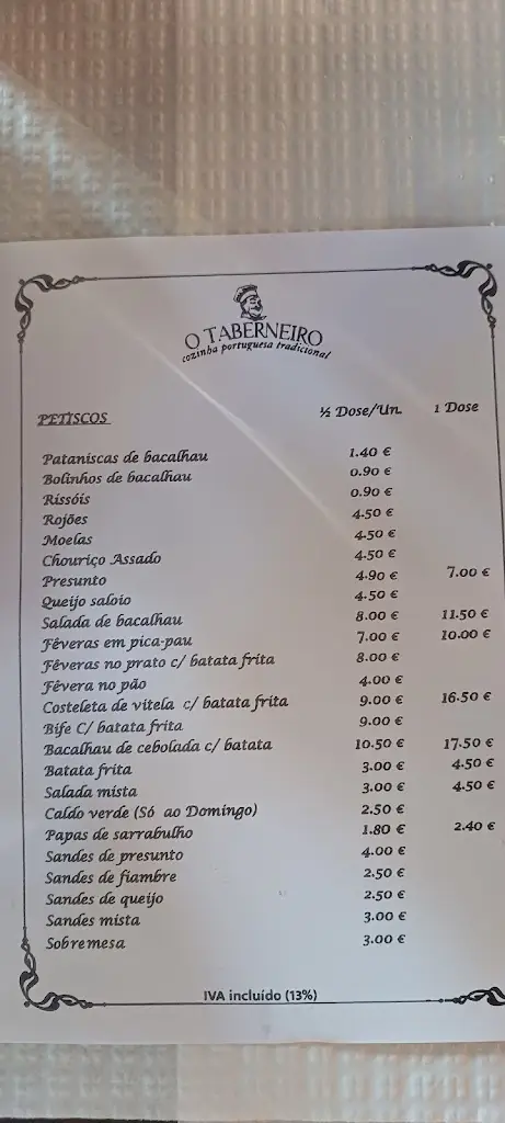 Menu_O Taberneiro | Casa de Petiscos_Foz do Sousa_immagine_4