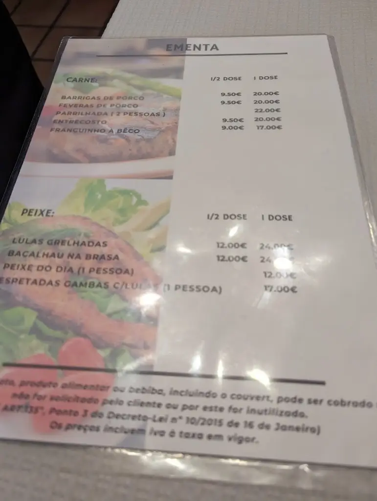 Menü_Restaurante Beco dos Grelhados_Murtosa_Bild_2