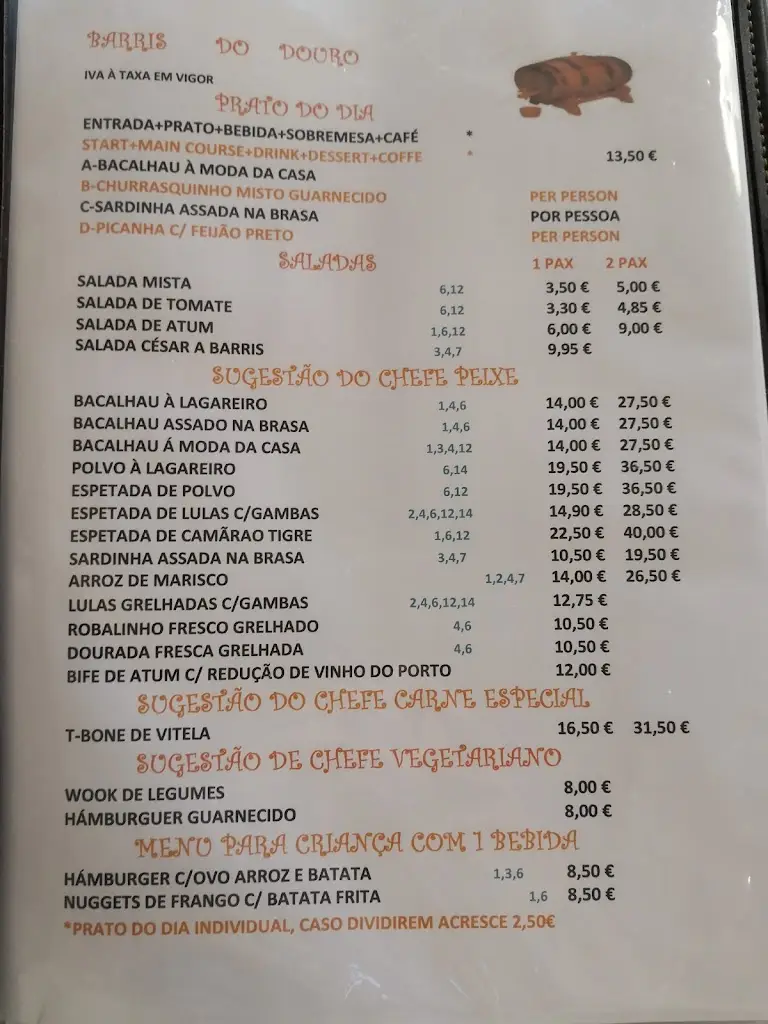 Menu_Barris Do Douro Restaurante_Oliveira do Douro_immagine_1