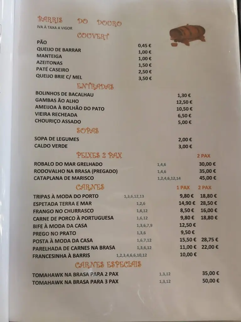 Menu_Barris Do Douro Restaurante_Oliveira do Douro_immagine_3
