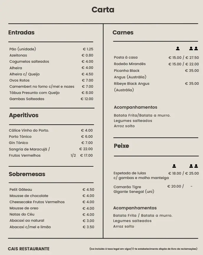 Menu_O Cais_Vila Meã_immagine_1
