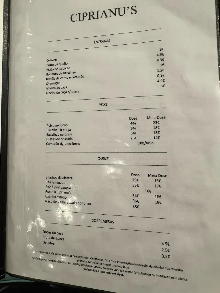 Menu_Restaurante Ciprianu's_Vilar de Andorinho_immagine_1