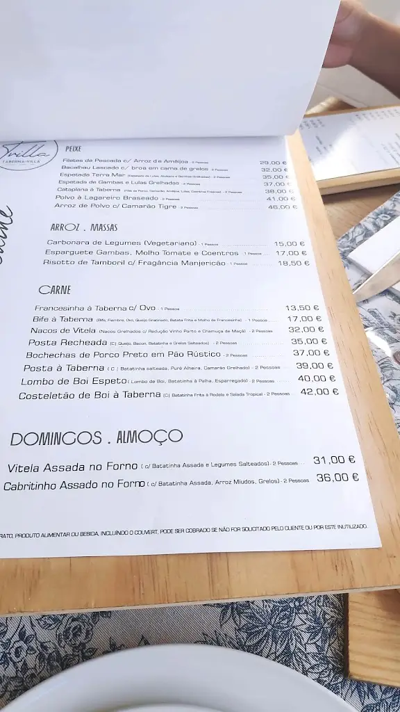Menu_Taberna da Villa | GAIA_Vilar de Andorinho_immagine_1
