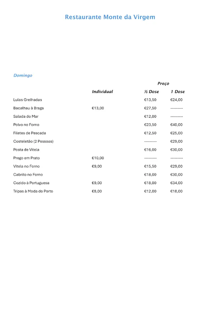 Menu_Restaurante Monte da Virgem_Vilar de Andorinho_immagine_1