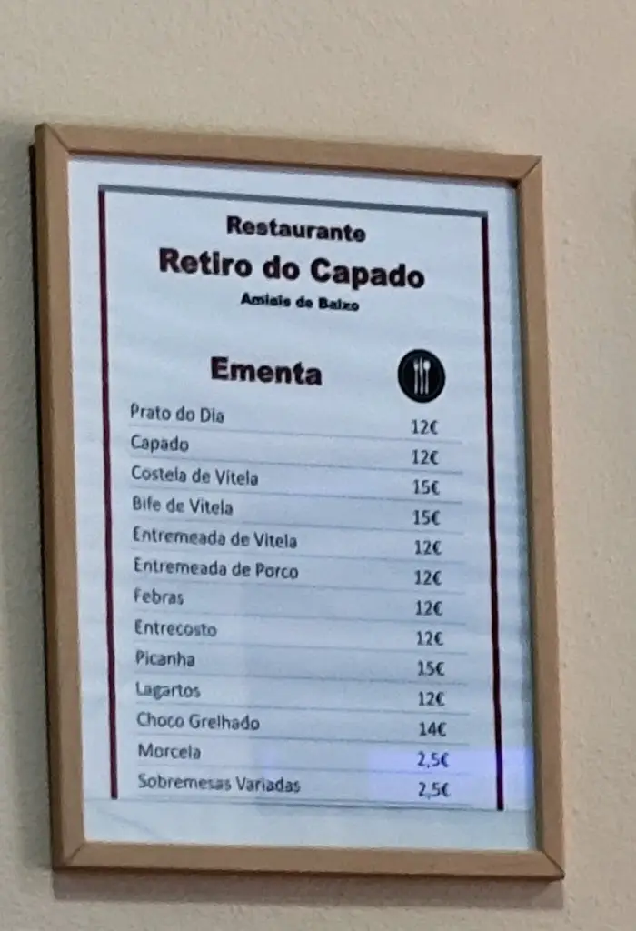 Menu_Restaurante Retiro do Capado & Pastelaria Amiense_Amiães de Baixo_immagine_1