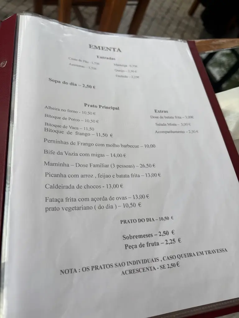 Menu_Pézinhos no Rio_Praia do Ribatejo_imagen_2