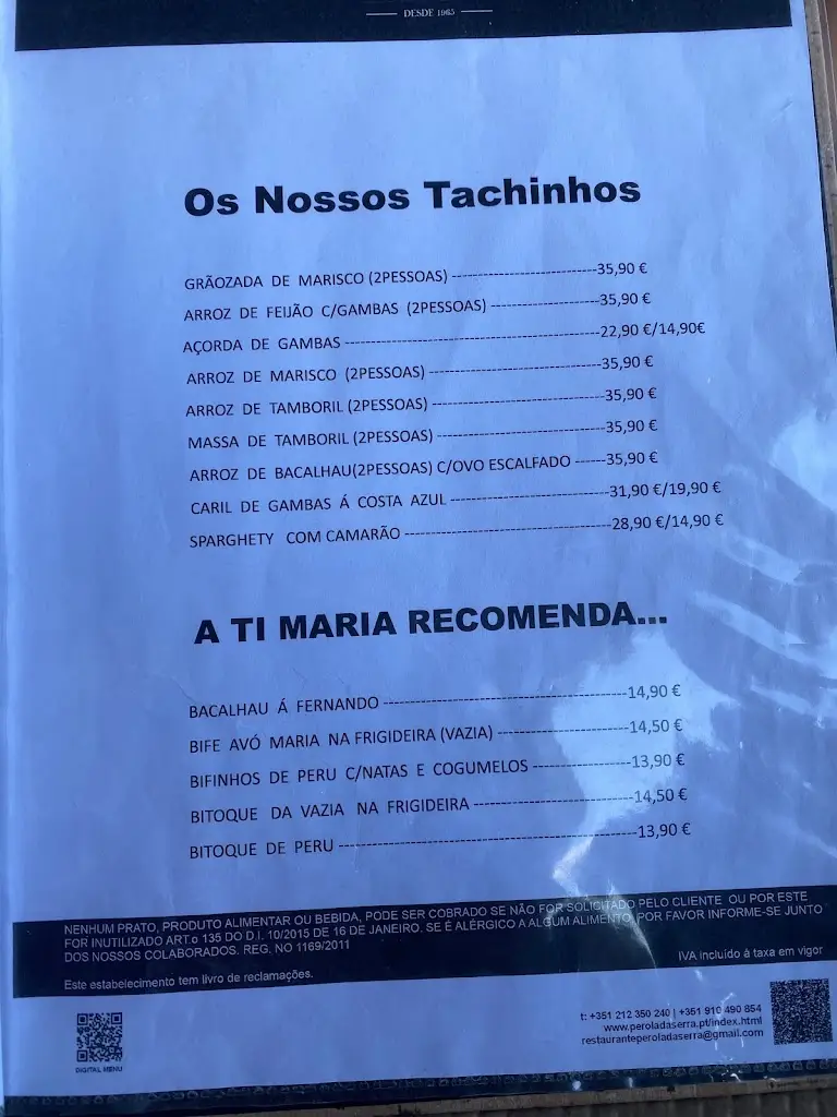 Menu_Pérola da Serra_Poceirão_immagine_1