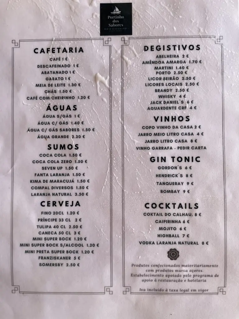 Menu_Food & Drinks Camping Calheta_Calheta de São Jorge_immagine_1