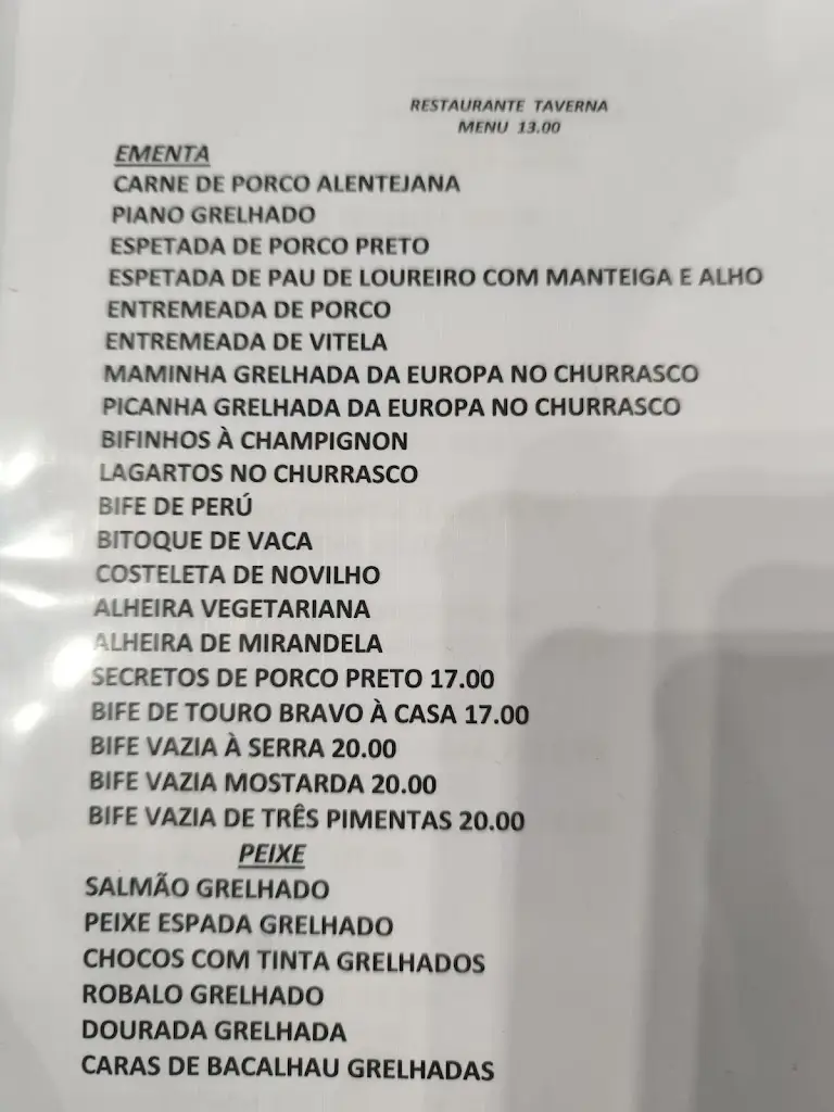 Menu_Taverna Ribatejana - Restaurante_Samora Correia_immagine_2
