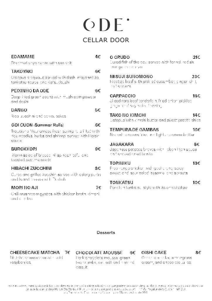 Menu_Ode Cellar Door_Vila Chã de Ourique_immagine_2