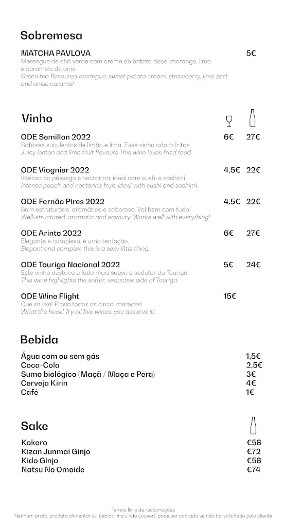 Menu_Ode Winery_Vila Chã de Ourique_imagen_2