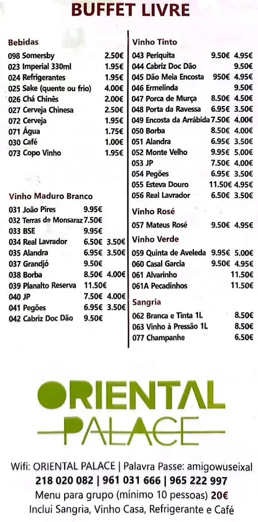 Menü_Restaurante Amigo Wu & Oriental Palace_Arrentela_Bild_1