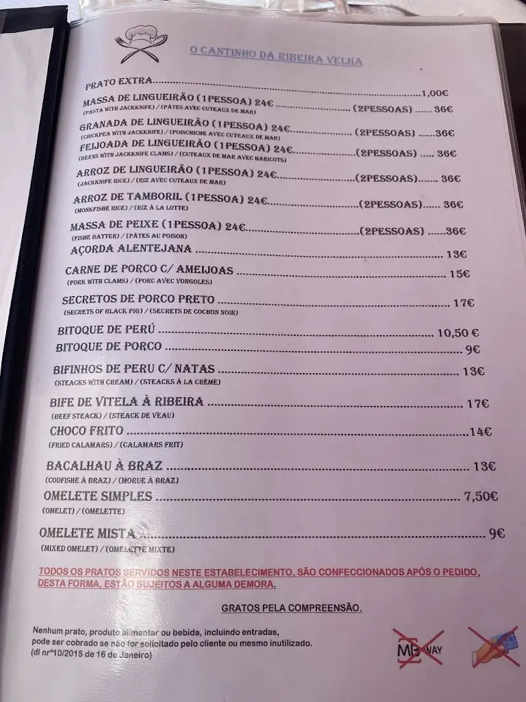 Menu_O Cantinho da Ribeira Velha_Alcácer do Sal_image_1