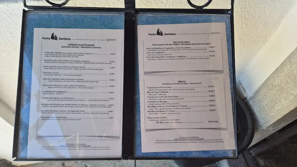 Menu_Porto Santana_Alcácer do Sal_immagine_1