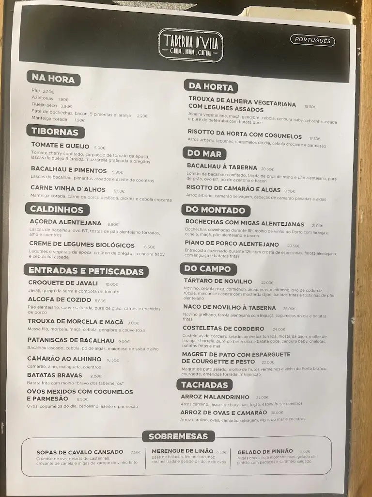 Menu_Taberna d'Vila_Grândola_immagine_2