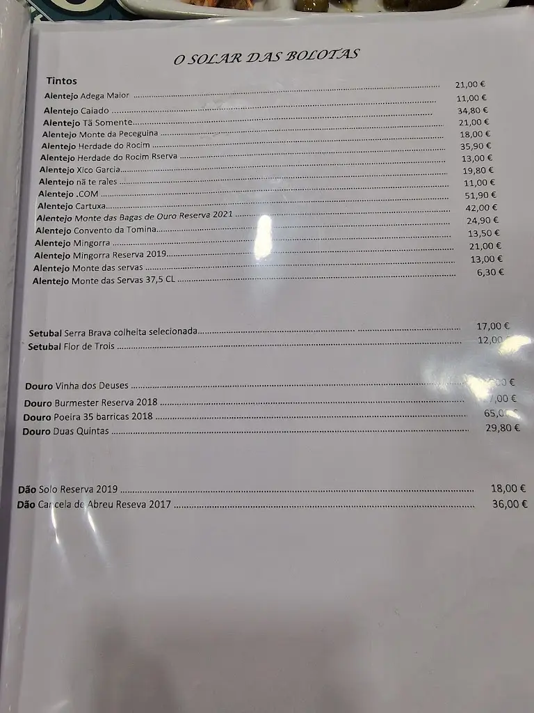 Menu_Solar das Bolotas_Grândola_immagine_1