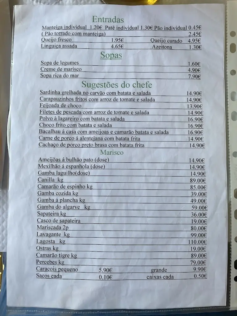 Menu_Marisqueira Atlântico_Costa de Caparica_imagen_1