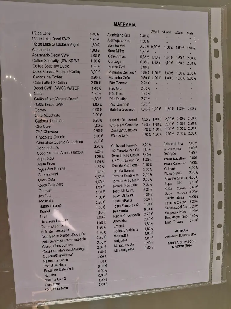 Menu_Mafraria Pastéis de Nata - Pinhal Novo_Pinhal Novo_immagine_1