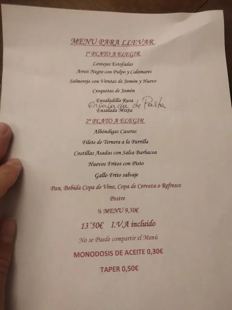 Menu_Trattoria Casa di Mamma_Valença_immagine_1