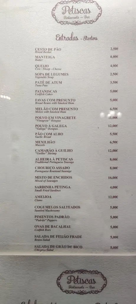 Menu_Restaurante Petiscas_Ponte de Lima_immagine_2