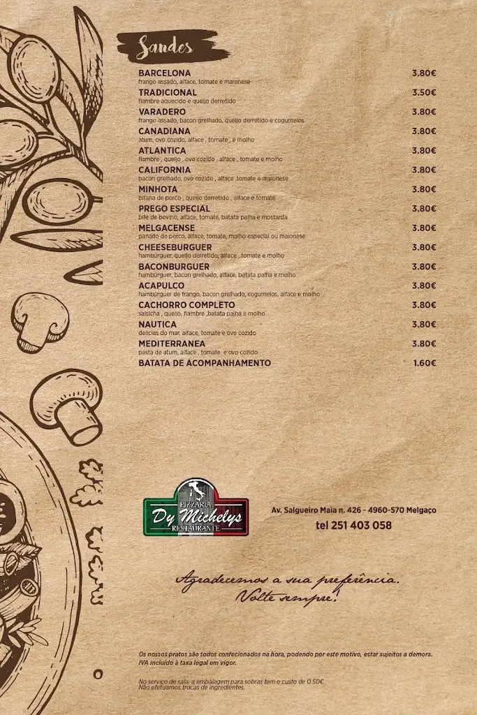 Menu_Pizzaria Dy Michelys - Sandes & Baguetes Melgaço_Melgaço_immagine_1