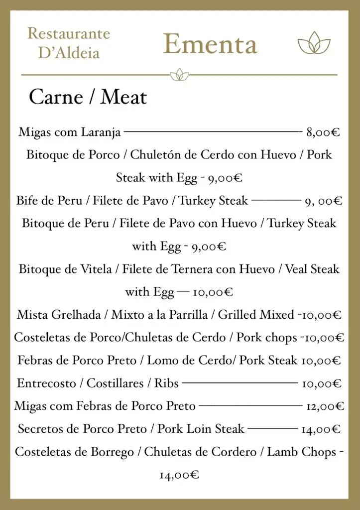 Menu_Restaurante D'Aldeia_Aldeia Nova de São Bento_image_1