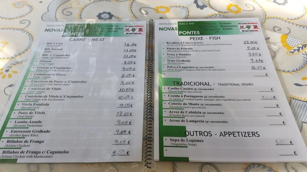 Menu_Restaurante Novas Pontes_Ponte da Barca_immagine_1