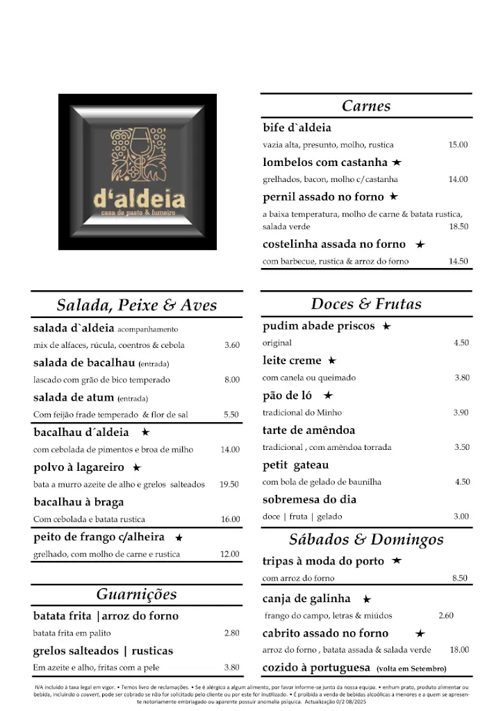 Menu_D'Aldeia Restaurante_Aldeia Nova de São Bento_image_2