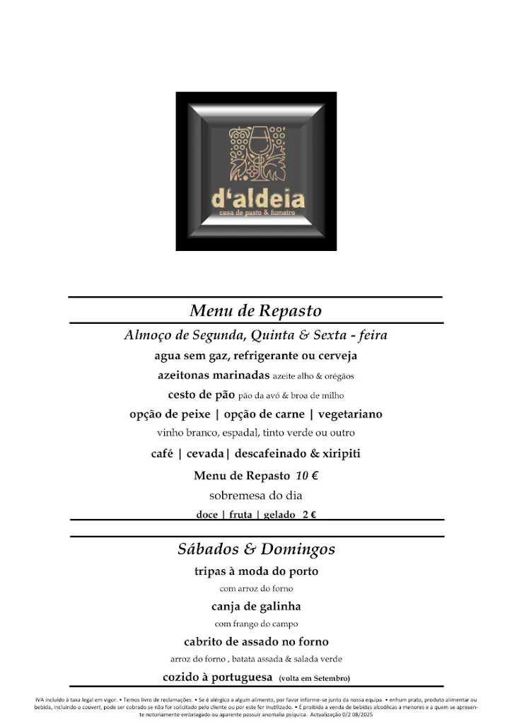 Menu_D'Aldeia Restaurante_Aldeia Nova de São Bento_image_3