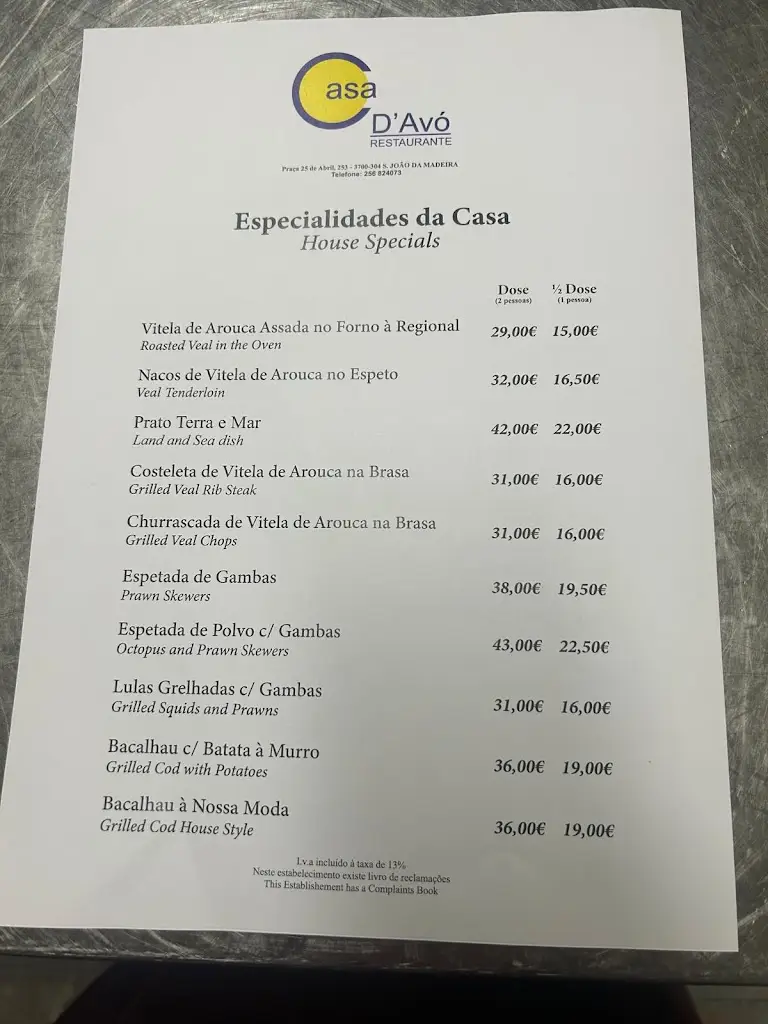 Menu_Casa da Avó_São João da Madeira_immagine_1