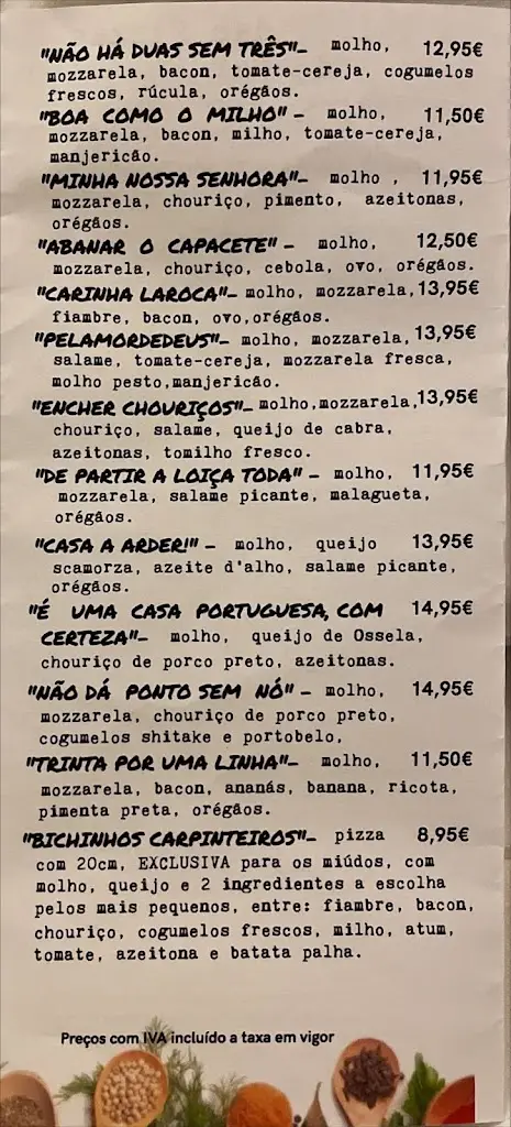 Menu_A Tal da Pizza_São João da Madeira_immagine_2