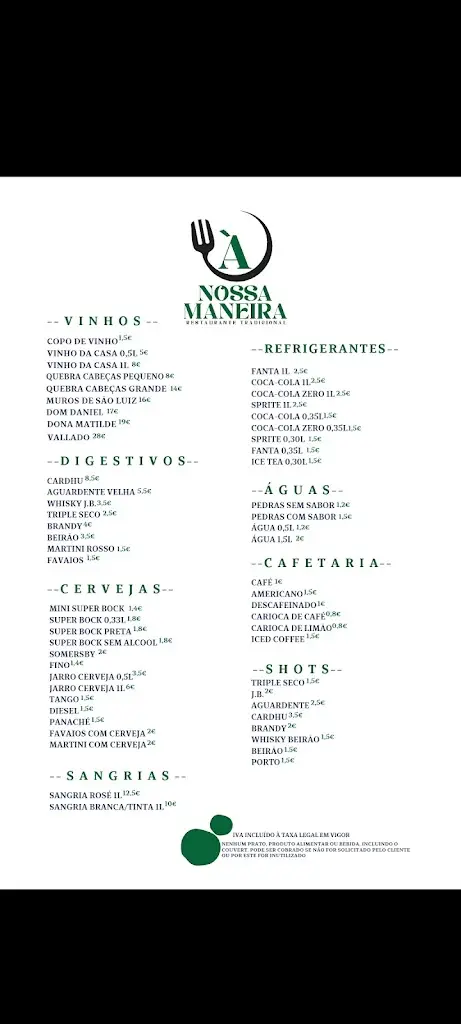 Menü_À Nossa Maneira Restaurante Tradicional_Lamego_Bild_1