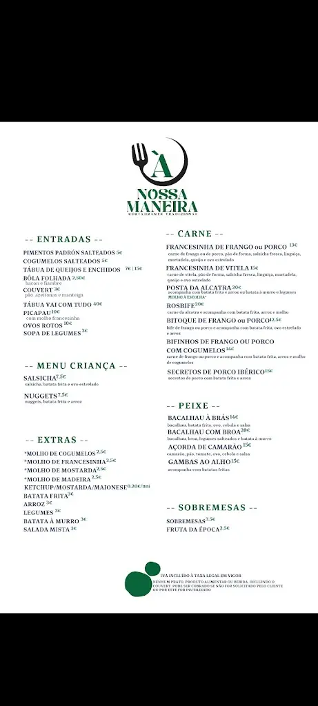 Menü_À Nossa Maneira Restaurante Tradicional_Lamego_Bild_2