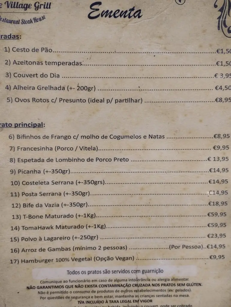 Menu_The Village Grill_Vila Nova de Paiva_image_1