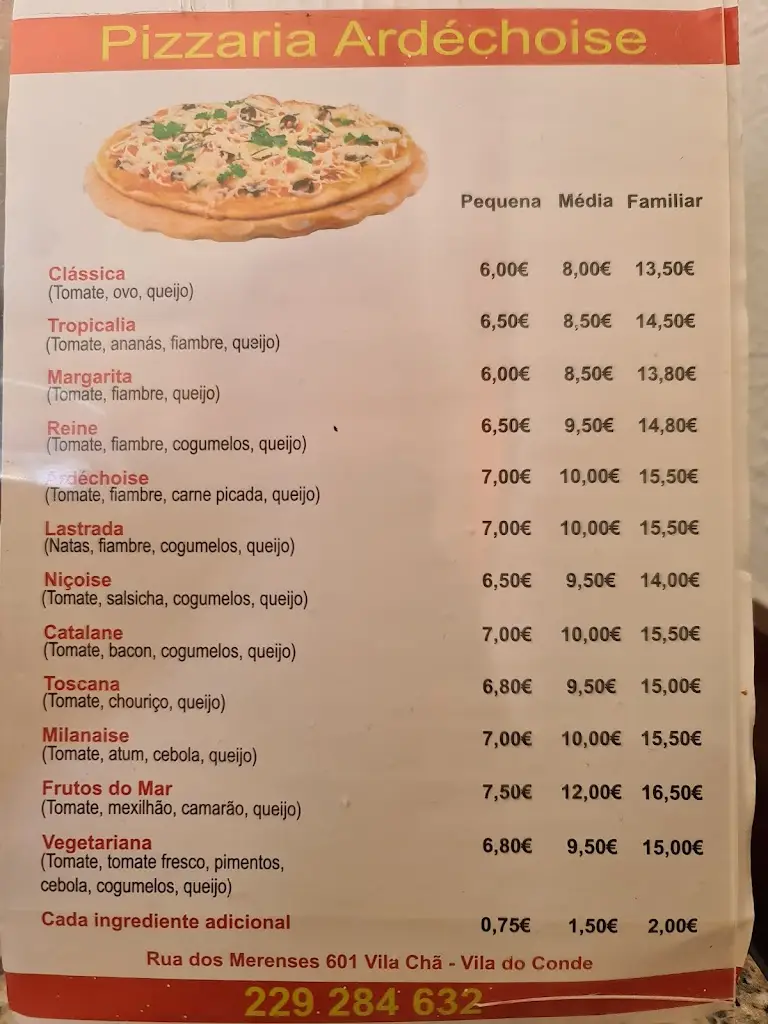 Menu_Pizzaria Ardéchoise_Vila Chã_imagen_2